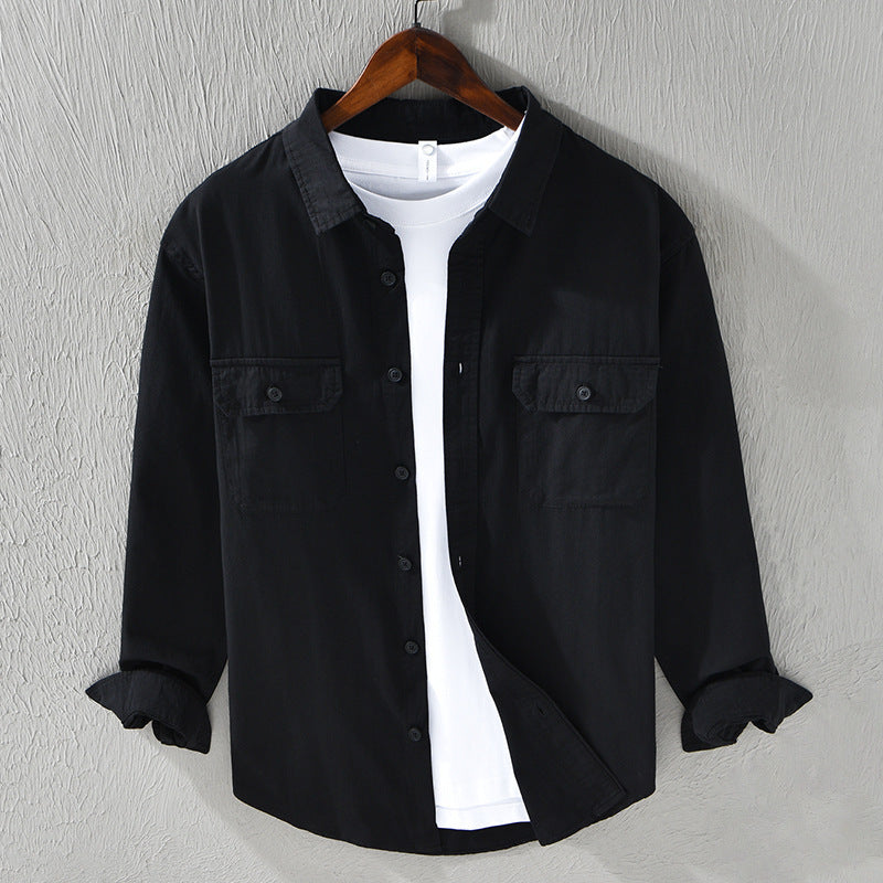 Loose All-match Double Pocket Workwear Simple Cotton Casual Shirt