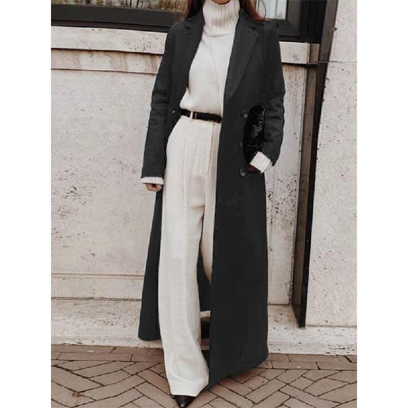 Women's Retro Urban Lapel Slim Fit Woolen Jacket Trench Coat