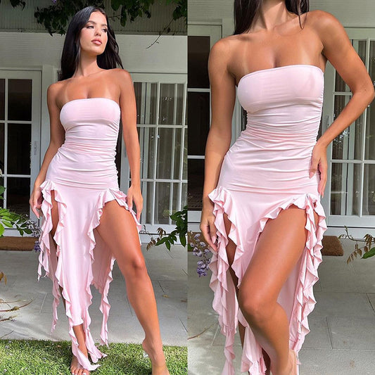 Fashion Trend Women's One Shoulder Tube Top Dress