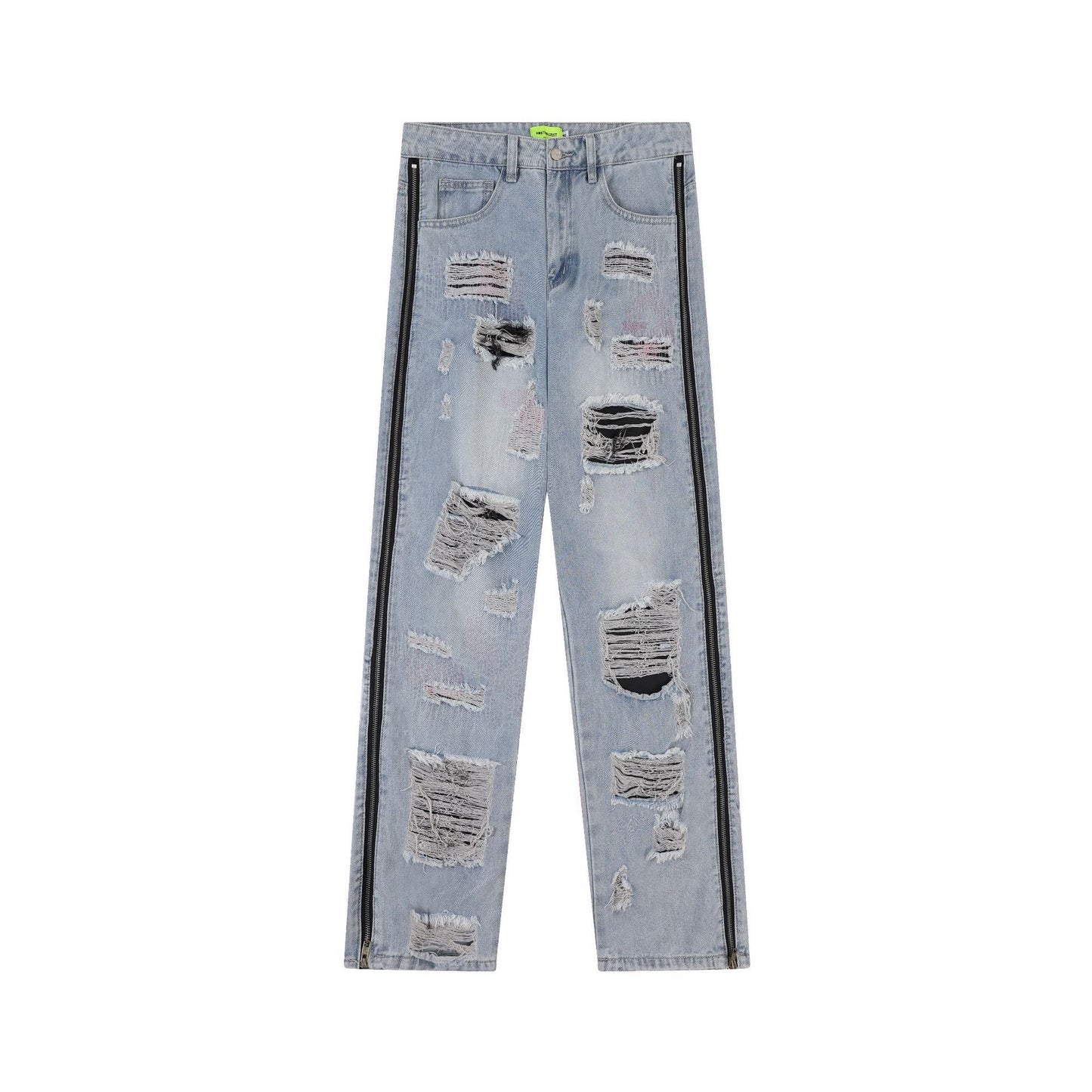 American Street Retro Tattered Jeans Washed Jeans