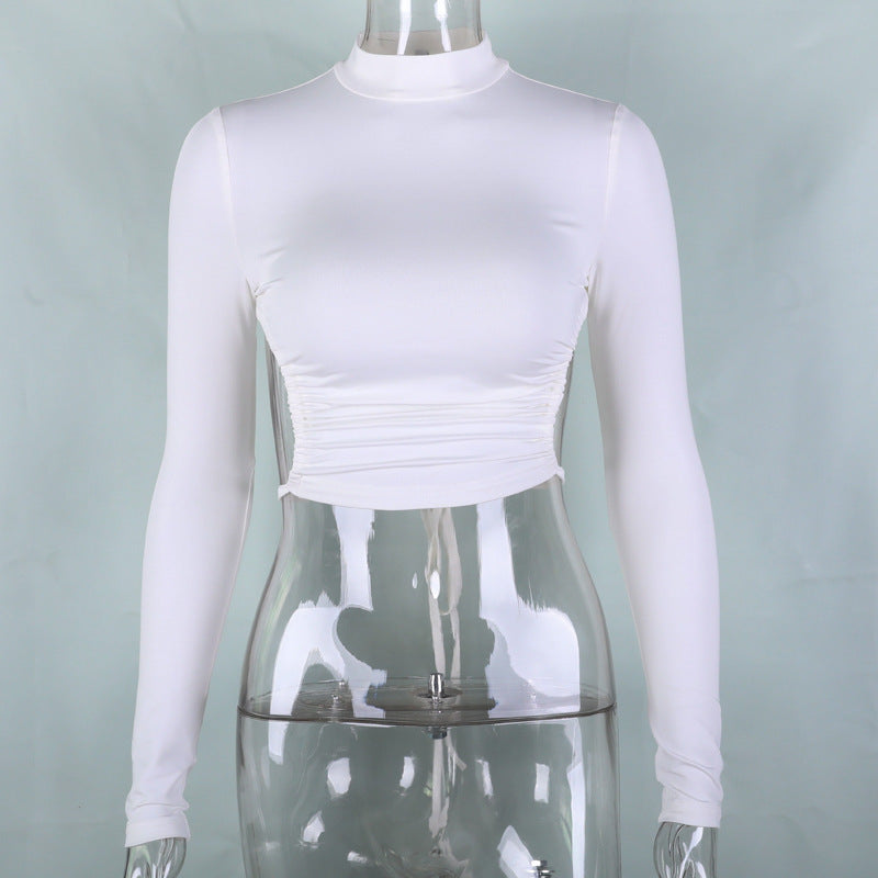 Long-sleeved exposed navel strap bottoming shirt