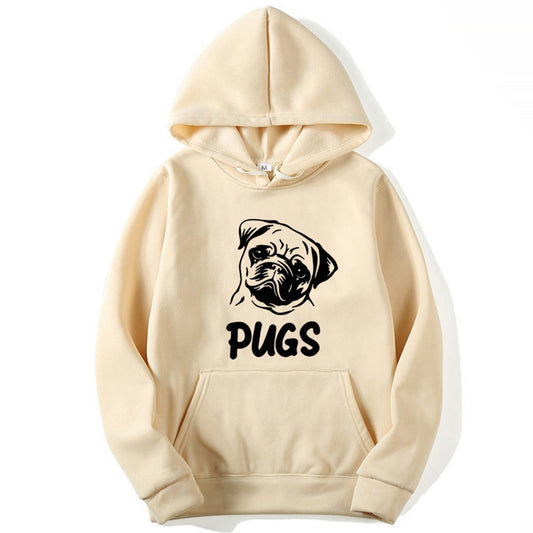 Hip Hop Pug Printed Sweater Men's And Women's Hoodies