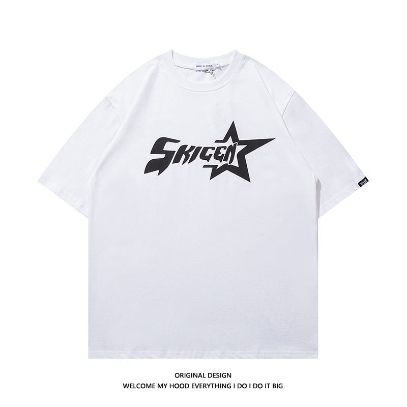 Men's Star Letters Casual Printed Short Sleeves