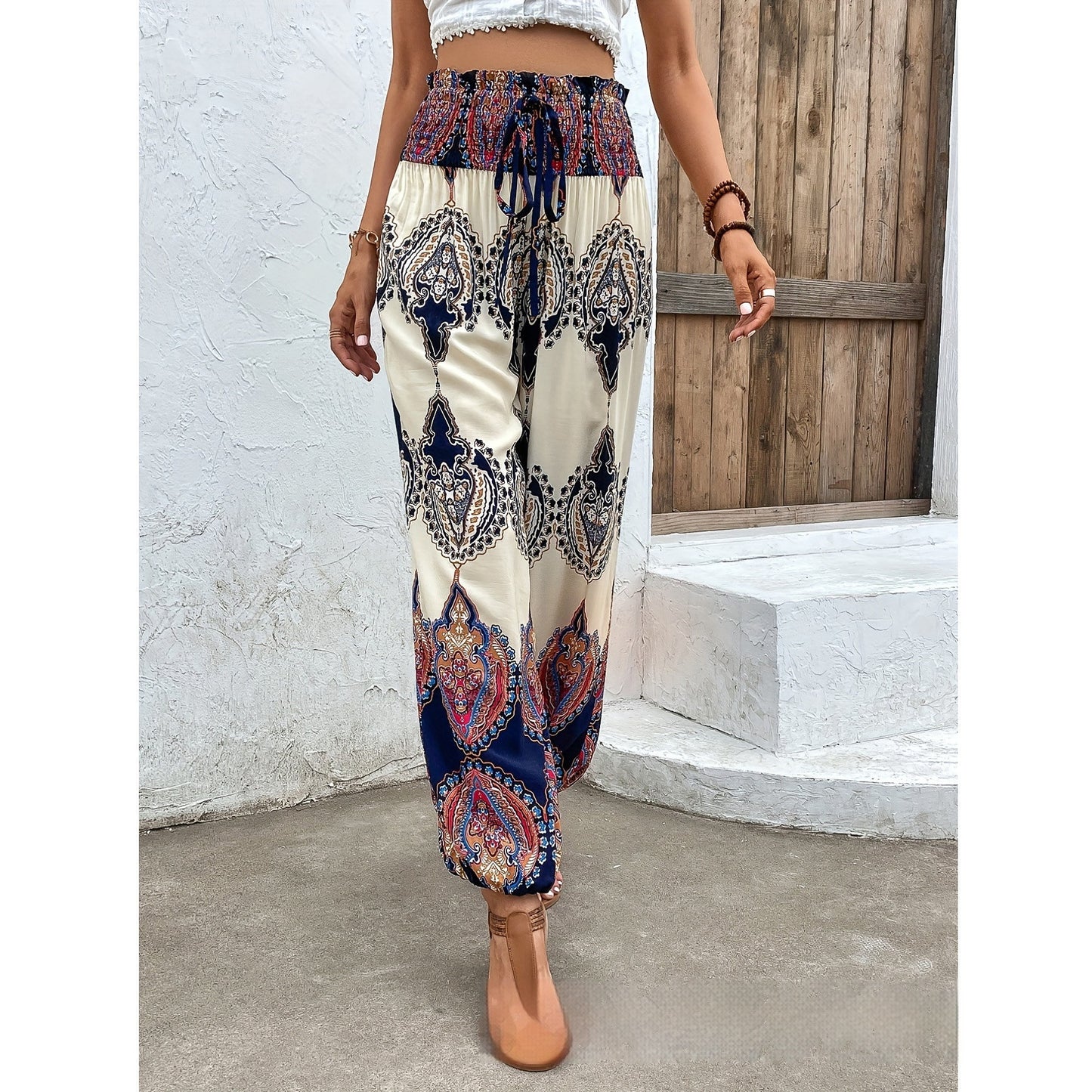 Ladies' National Style Fashion Casual Printed Pants