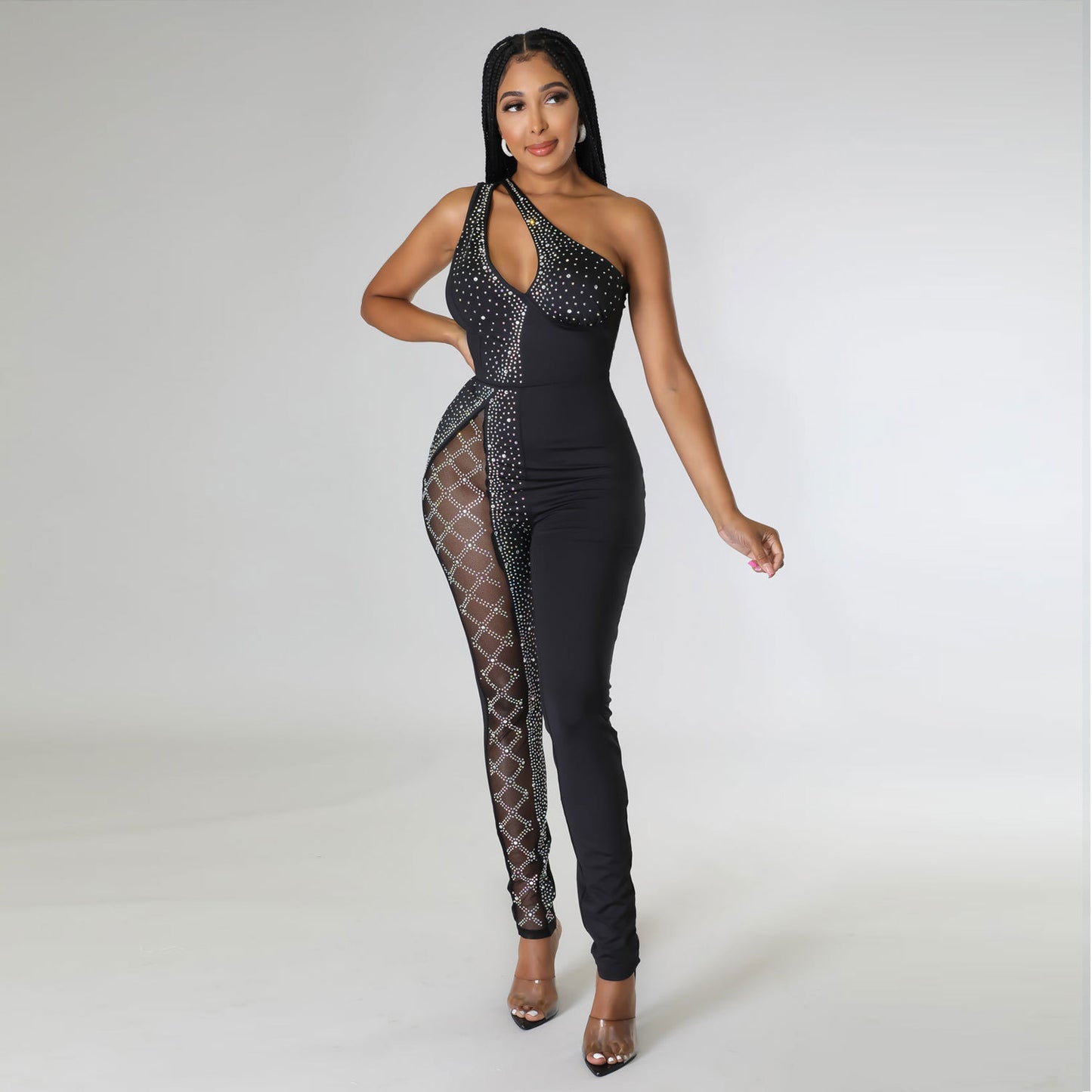 Slim-fit Rhinestone One-piece Nightclub Uniforms