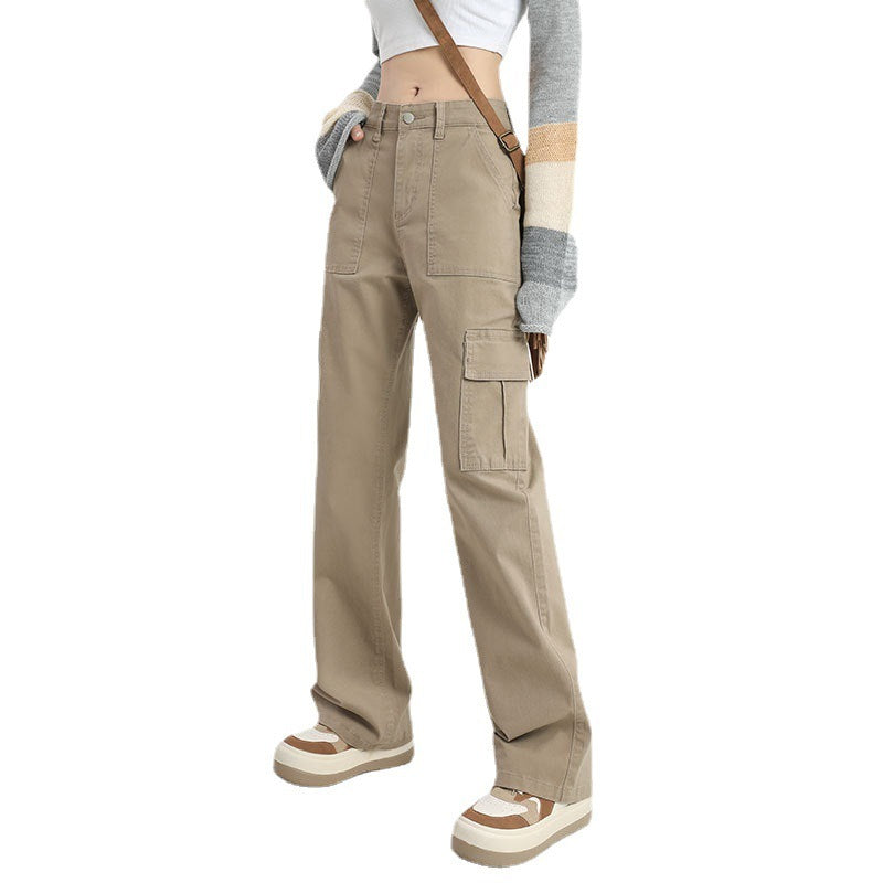 American Retro Hot Girl Design Sense Cargo Jeans Women