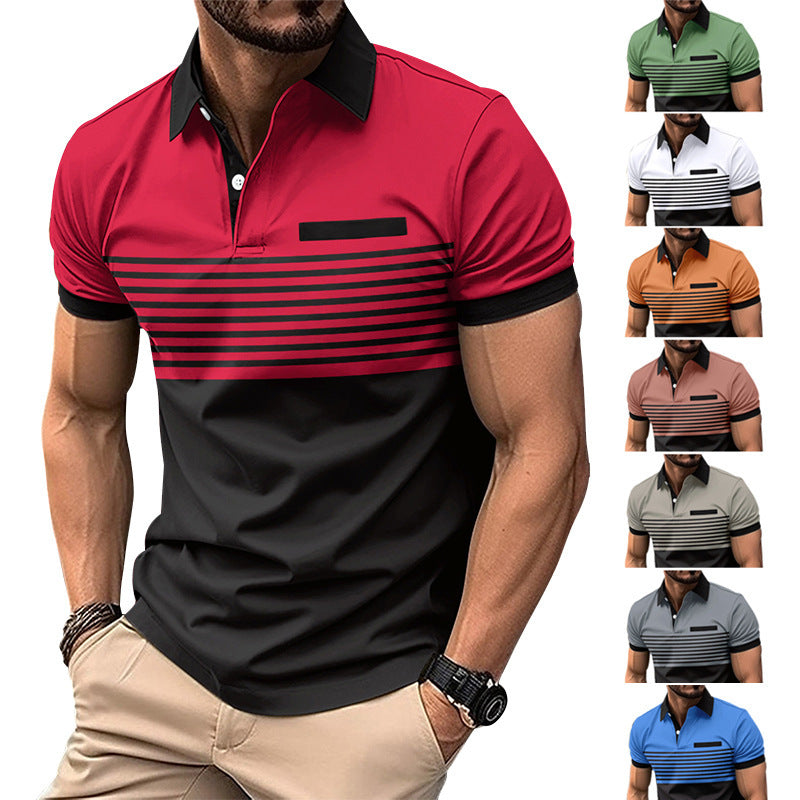 Men's Casual Striped Shirt With Chest Pocket