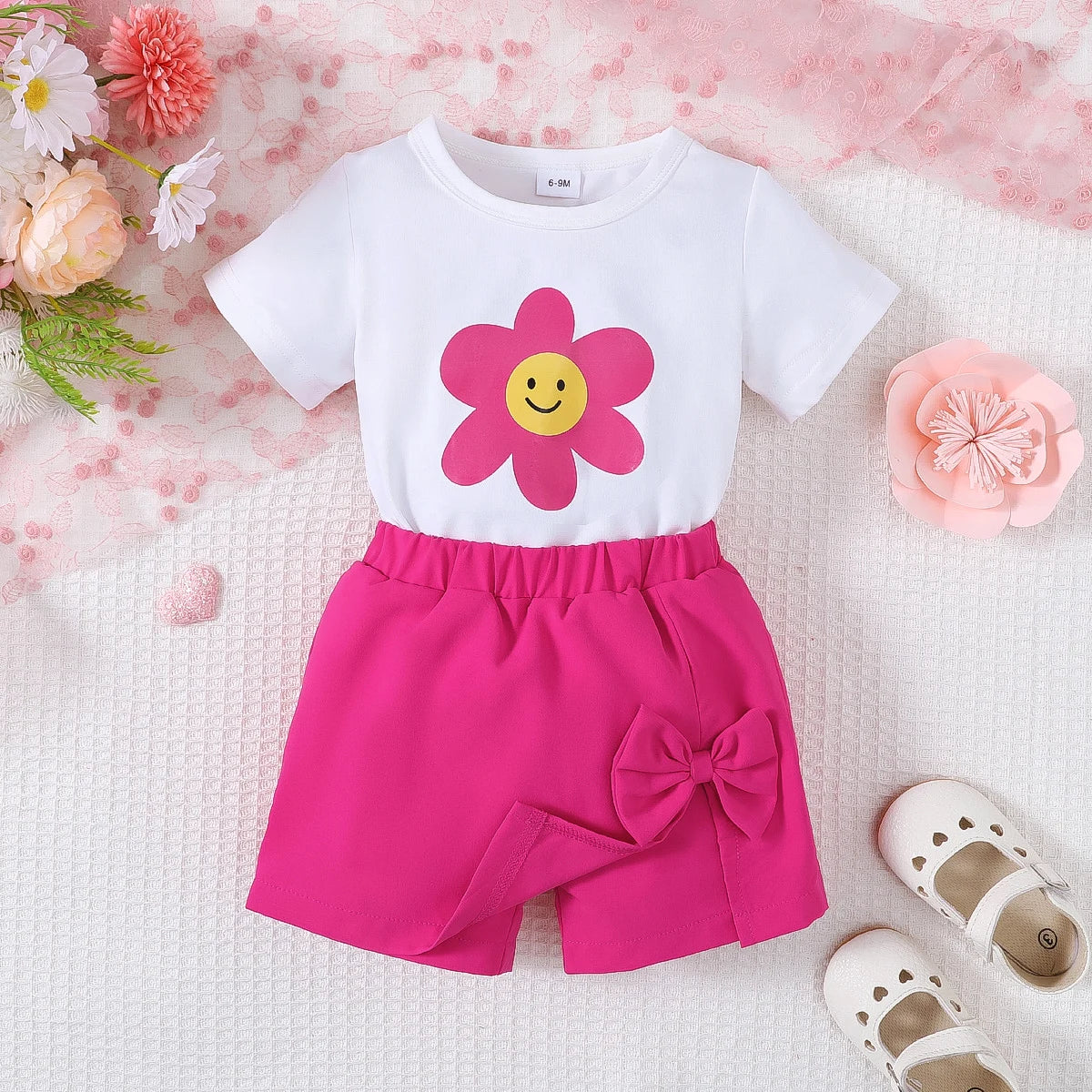 Sunflower Smile Top+Rose Red Bow Half Body