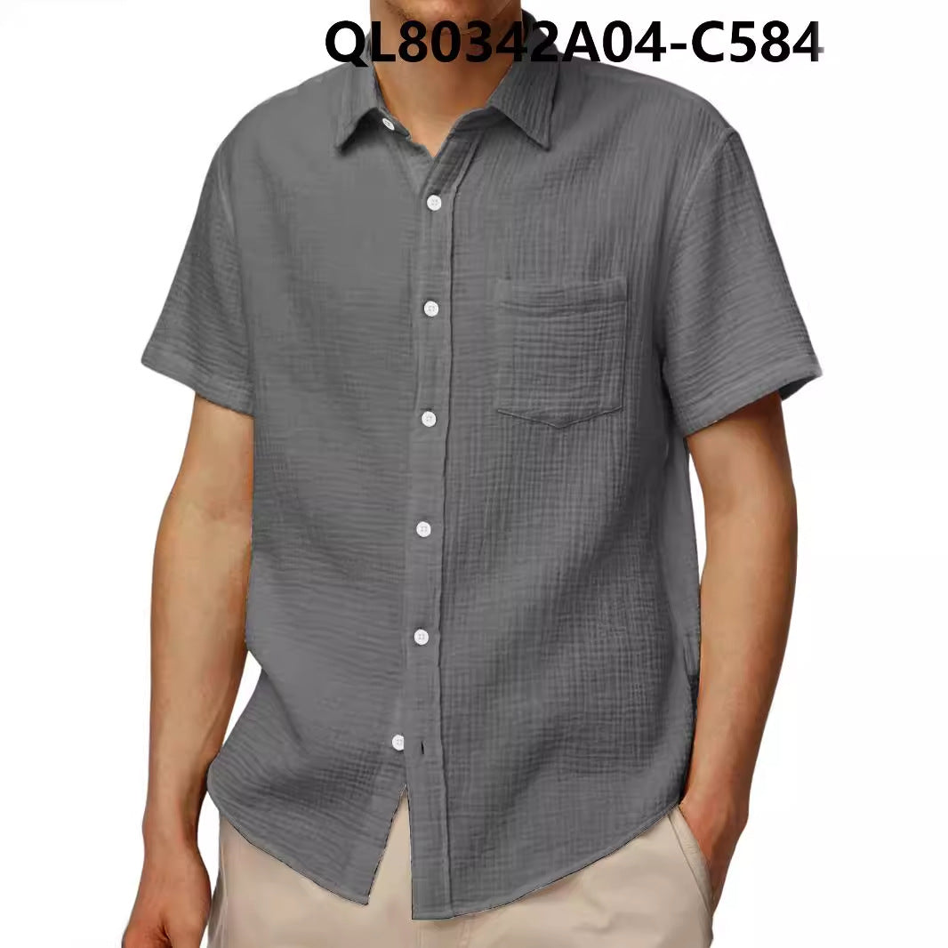 Men's Loose Trendy Short Sleeve Lapel Shirt