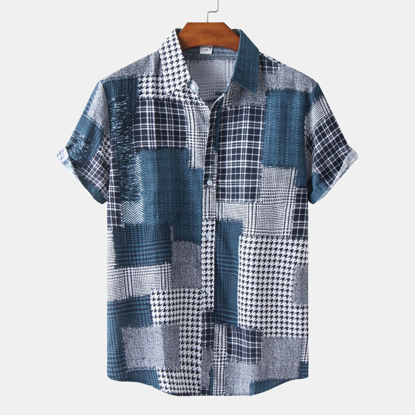 Casual Men's Cotton And Linen Short Sleeve Shirt Hawaiian Short Sleeve Printed Shirt Men