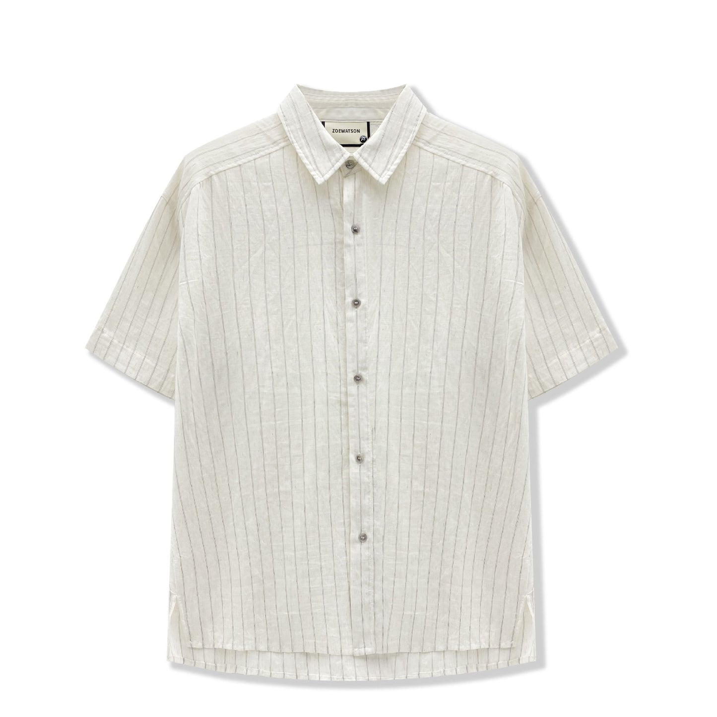 Tencel Cotton Linen Blended Striped Yarn-dyed Short Sleeve Idle Style