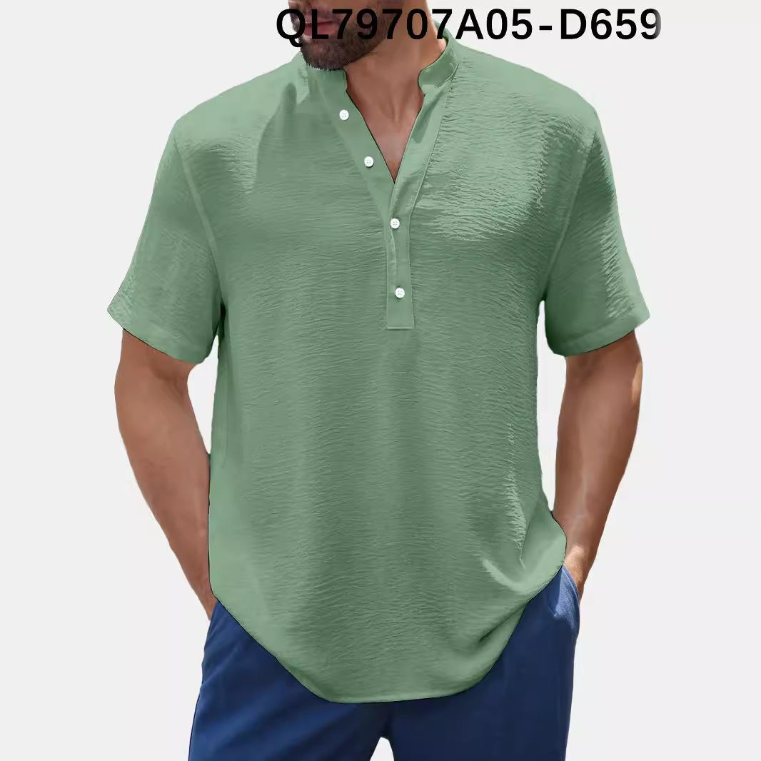 Men's Loose Trendy Short Sleeve Lapel Shirt