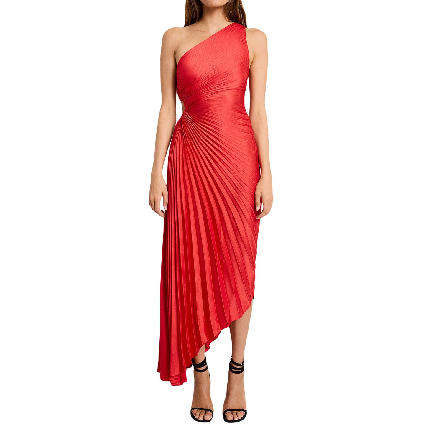 Women's One-shoulder Diagonal Collar Pleated Hollow Dress