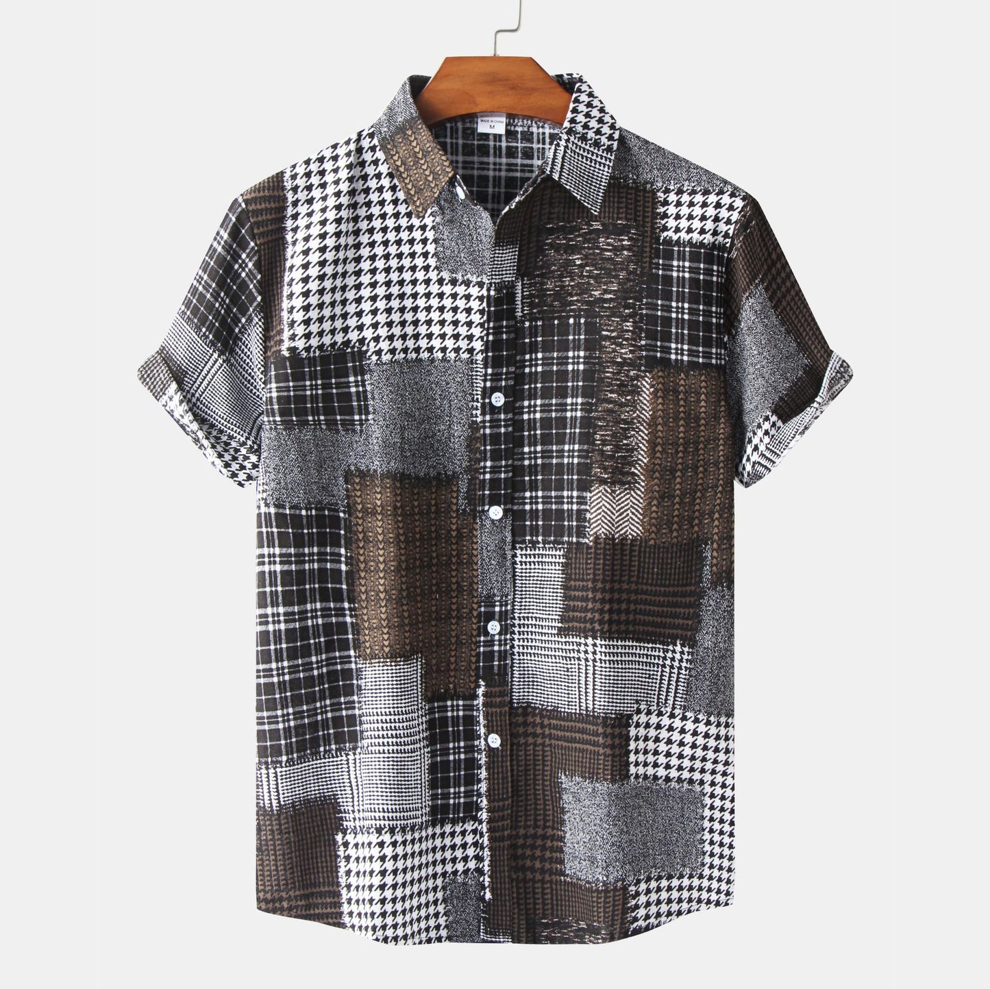 Casual Men's Cotton And Linen Short Sleeve Shirt Hawaiian Short Sleeve Printed Shirt Men