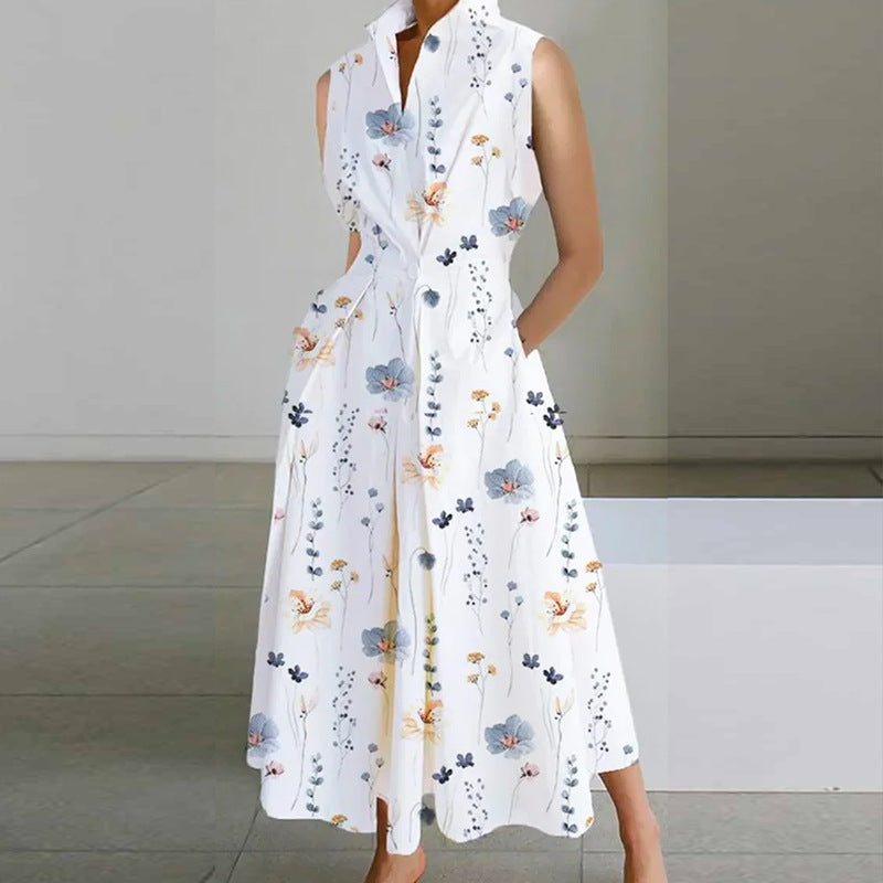 Women's Fashionable Printed Button Dress