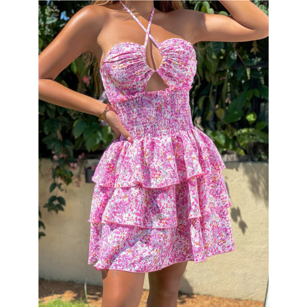 New European And American Style Women Printed Cross Wear Dress