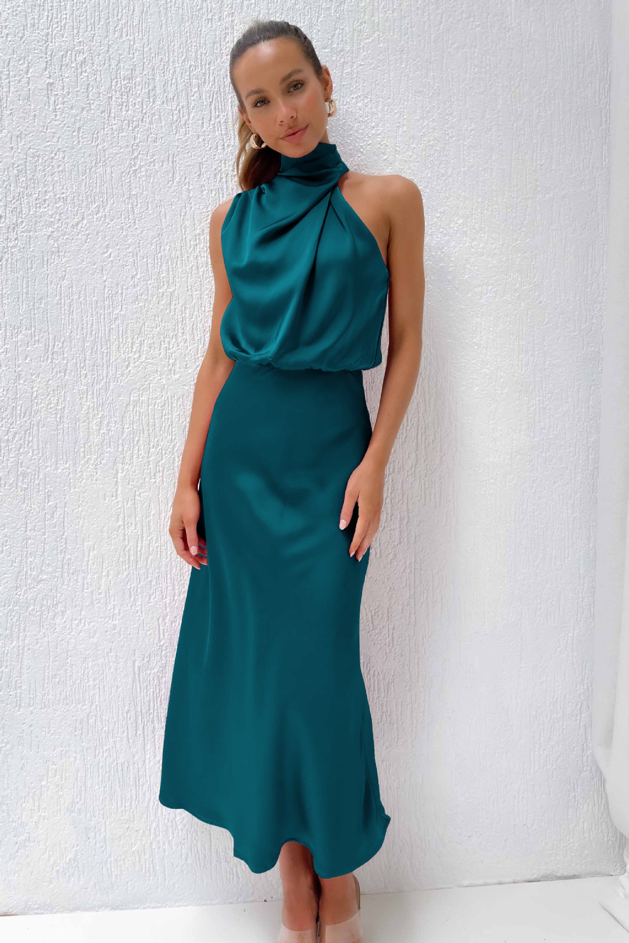 Women's Solid Color High-grade Satin Elegant Dress