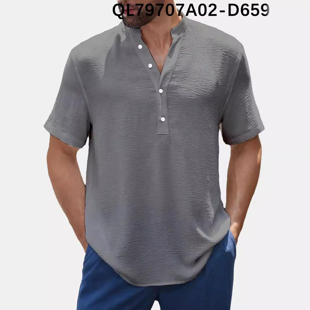 Men's Loose Trendy Short Sleeve Lapel Shirt