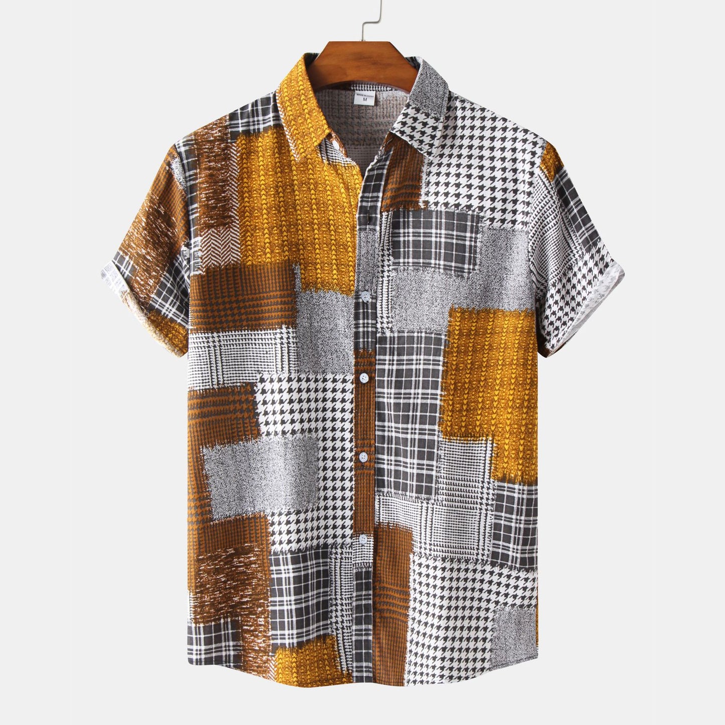 Casual Men's Cotton And Linen Short Sleeve Shirt Hawaiian Short Sleeve Printed Shirt Men