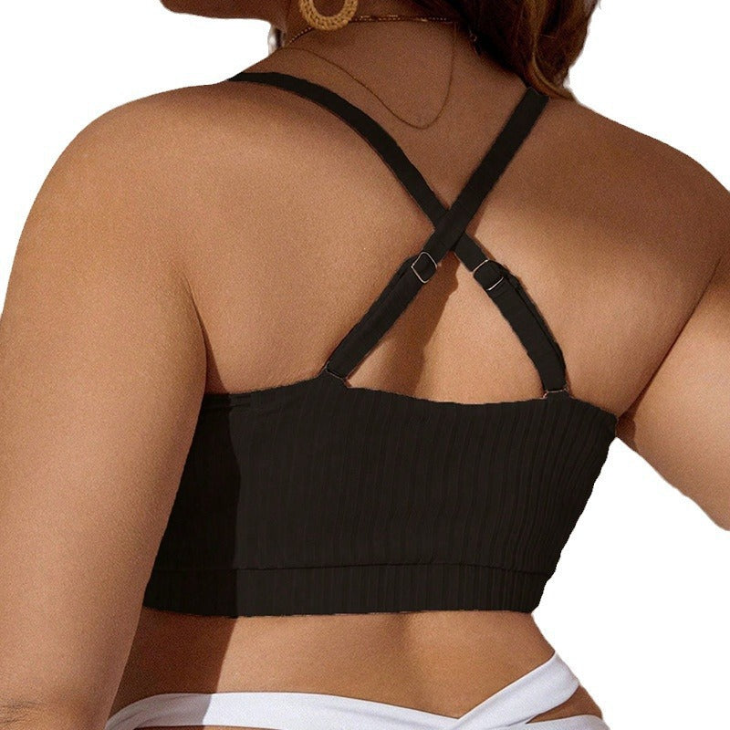 Lace-up Plus Size Bikini Swimsuit Tops