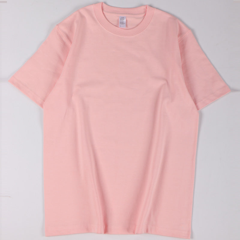 Pure Cotton Solid Color Round Neck Short Sleeves