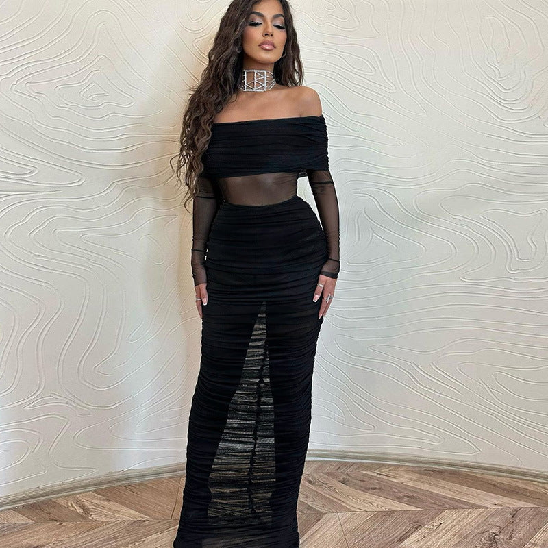 Women's Black See-through Mesh Dress