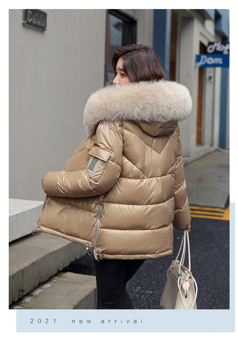 Winter Glossy Short  Women Korean Style Loose Student Cotton  Women's Bread Jacket