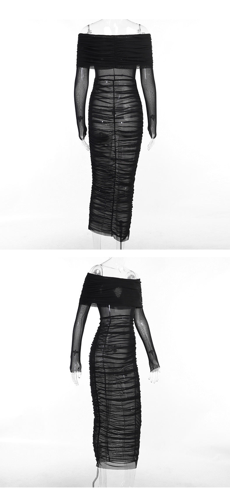 Women's Black See-through Mesh Dress