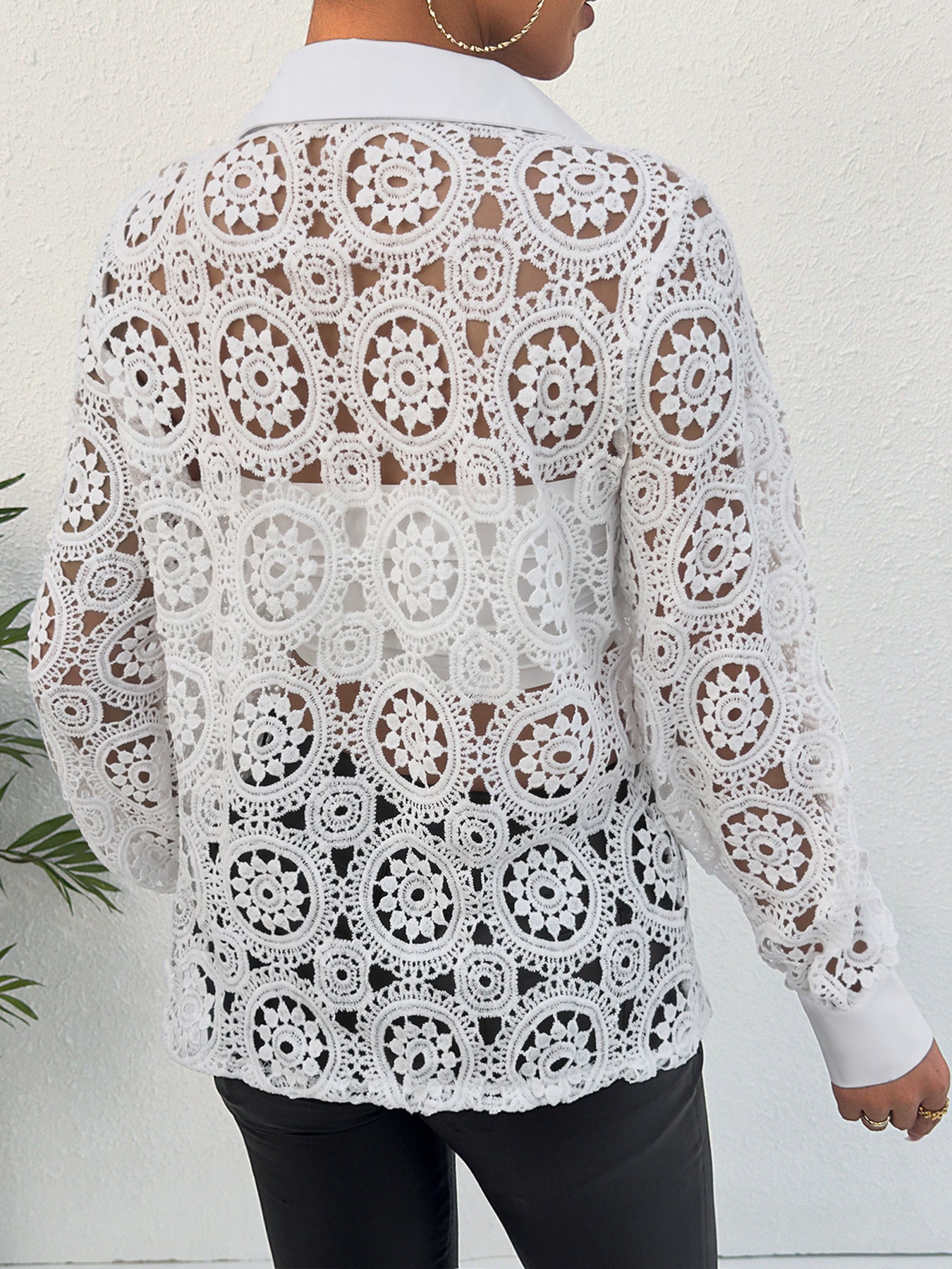 New Long Sleeve Lace V-neck Women's Shirt