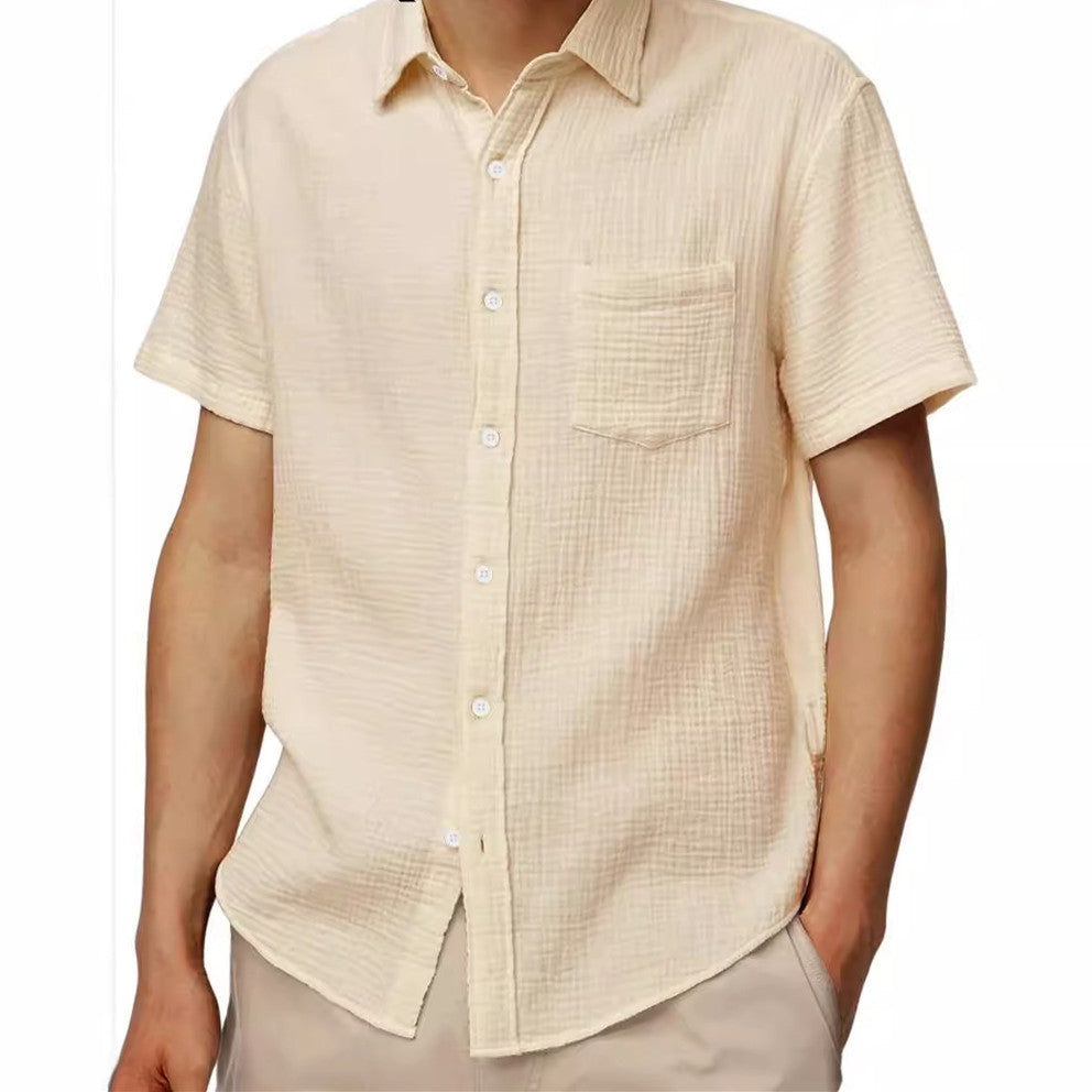 Men's Loose Trendy Short Sleeve Lapel Shirt