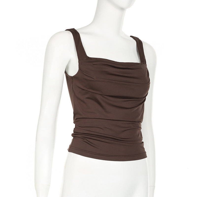 Women's Solid Color Square Collar Sleeveless Camisole