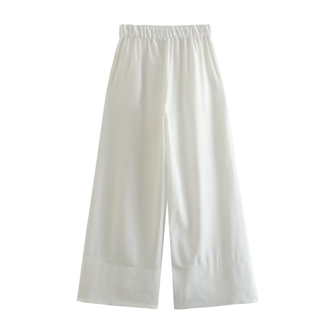 Women's Hanging Collar Linen Top Wide Leg Pants