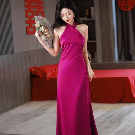 Women's Bride Rose Evening Party Dress