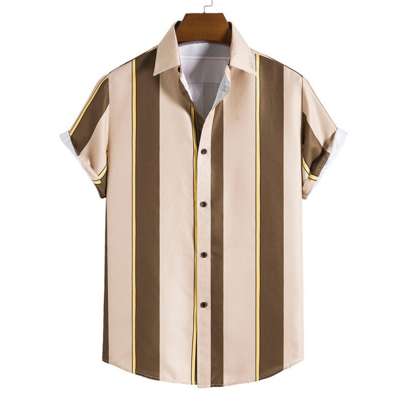 New Men's Casual Striped Short Sleeve Shirt