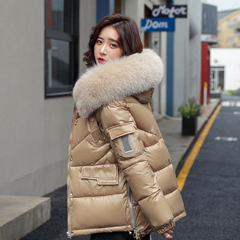 Winter Glossy Short  Women Korean Style Loose Student Cotton  Women's Bread Jacket