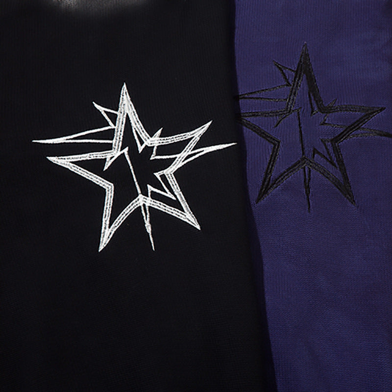 Five-pointed Star Embroidered Crew Neck Loose Sweater