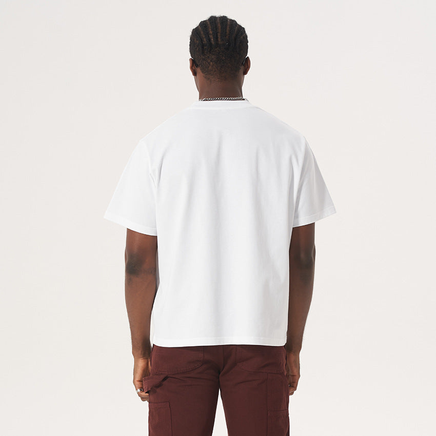 Cotton American Drop-shoulder Sleeve T-shirt