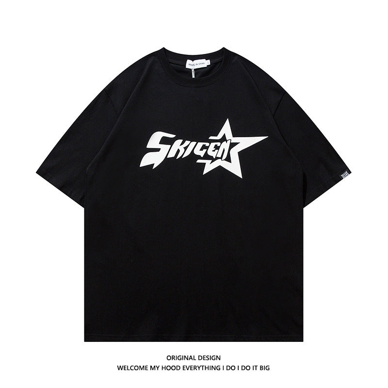 Men's Star Letters Casual Printed Short Sleeves