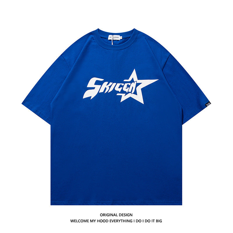 Men's Star Letters Casual Printed Short Sleeves