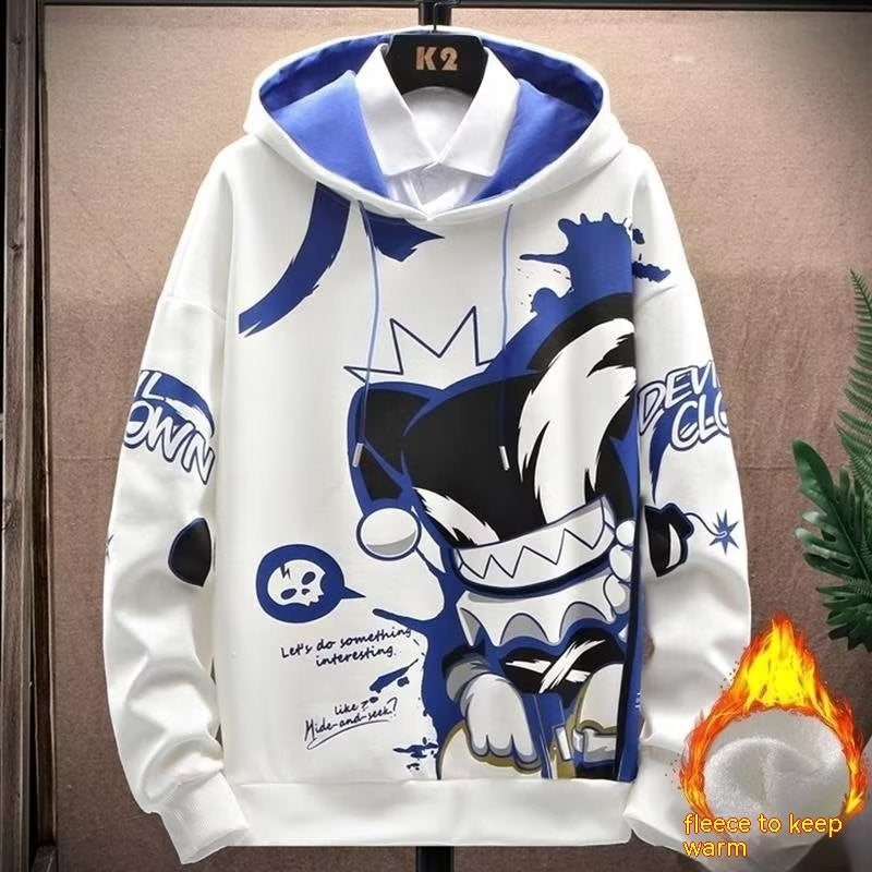 Anime Fleece-lined Thickened Hooded Sweatshirt