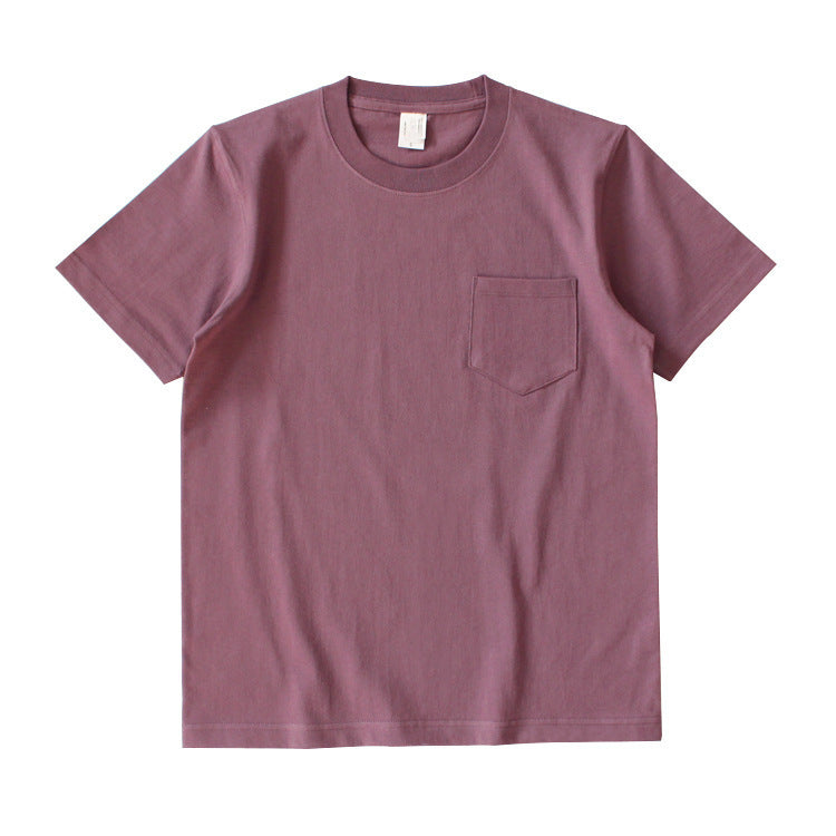 Japanese Retro Cotton Solid Color Tube Knit Short-sleeved T-shirt