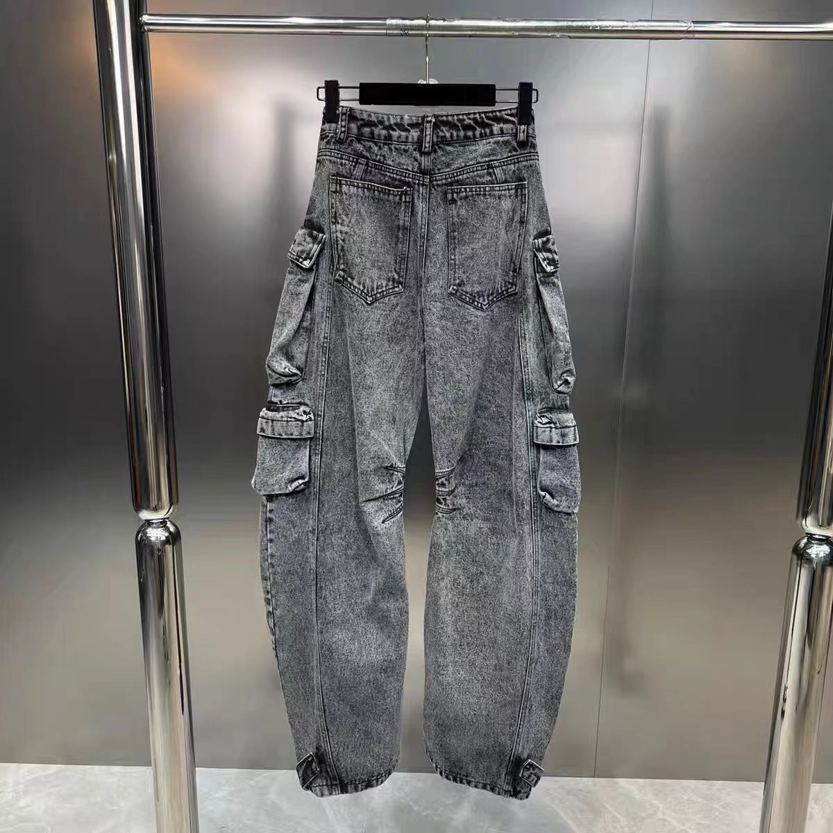 Women's Multi-pocket Jeans Fashion Casual Wide-leg Trousers