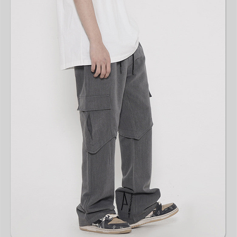 Street Embroidered Flared Loose Men's Casual Pants