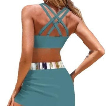 European And American Split Retro Slit Skirt Rope Coiling Bikini