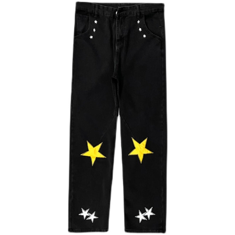 Fried Street Pants High Street Trendy Brand Pentagram Jeans