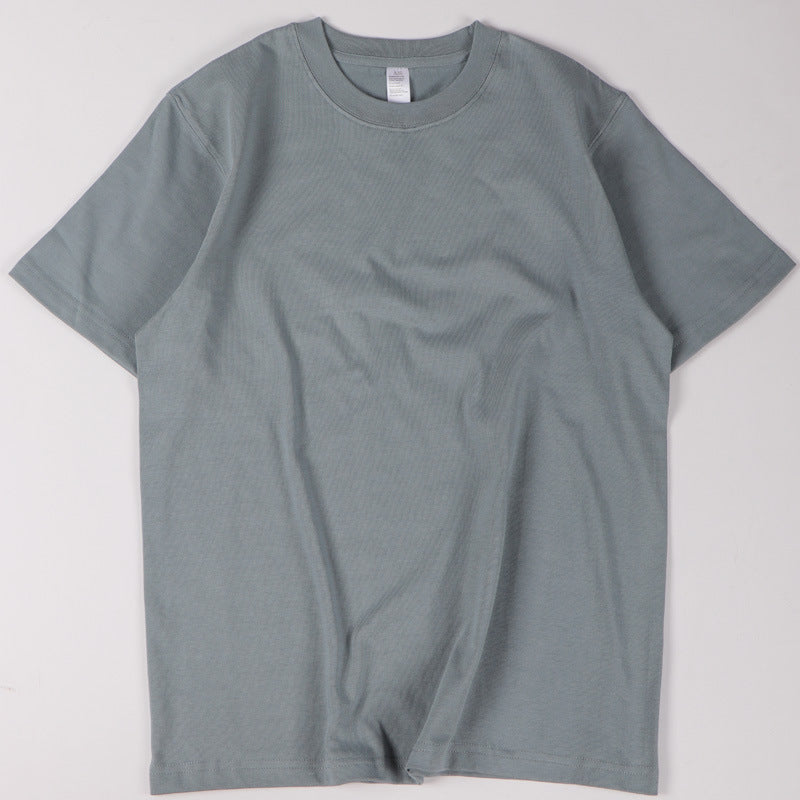 Pure Cotton Solid Color Round Neck Short Sleeves