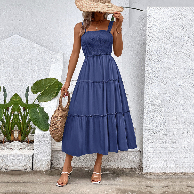 Women's Solid Color Sling Summer Dress