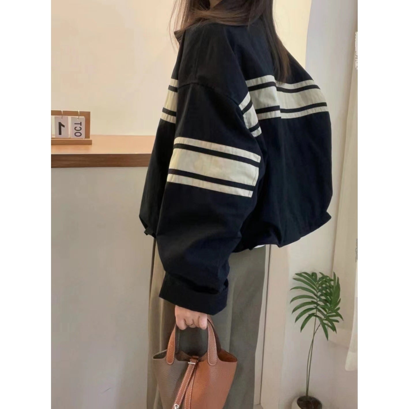 Striped Cotton Jacket Women's Cotton-padded Coat