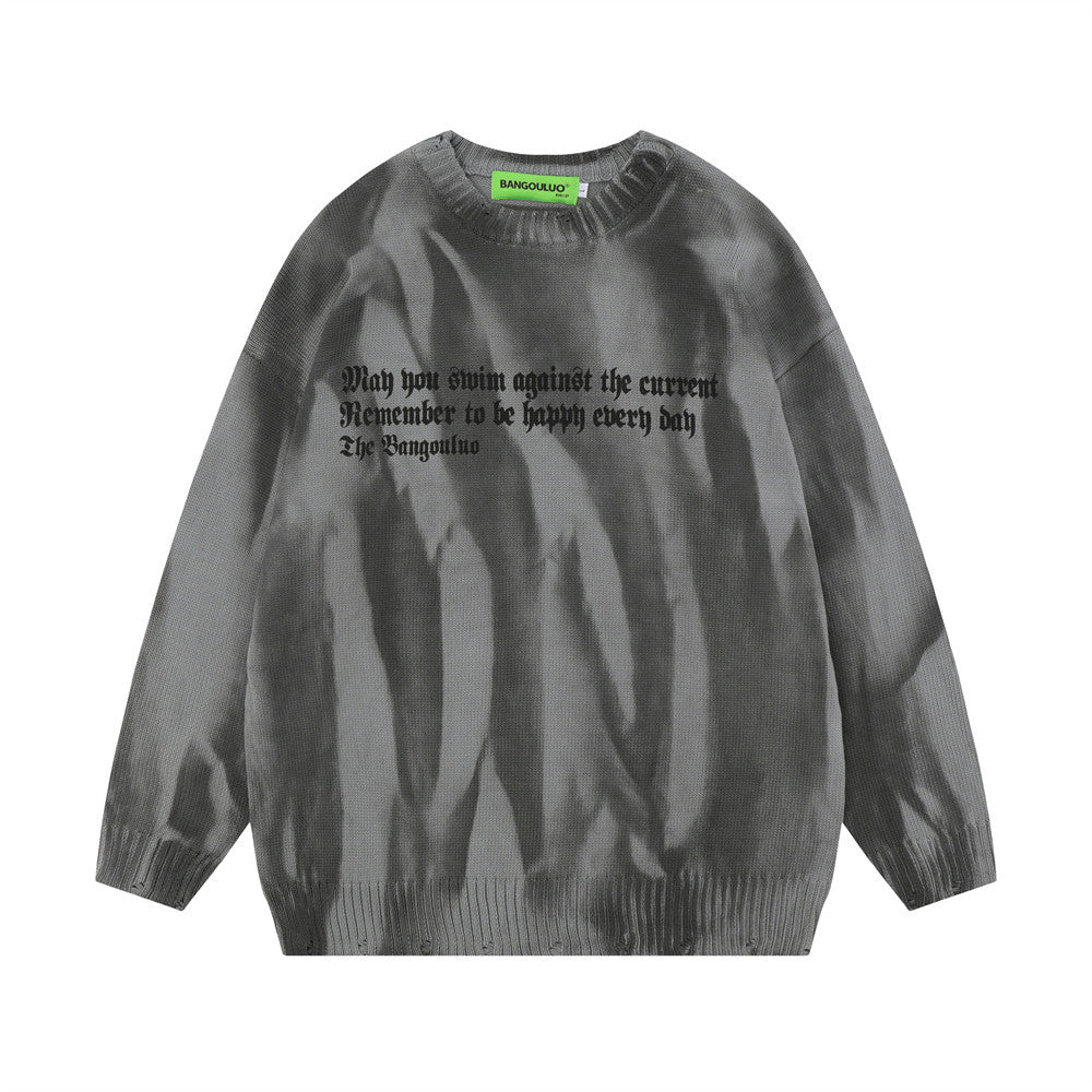 Tie-dyed Inkjet Loose Pullover Autumn And Winter