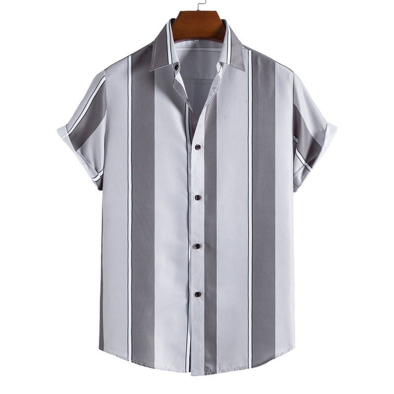 New Men's Casual Striped Short Sleeve Shirt